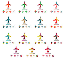 Set of color airplane logo icons