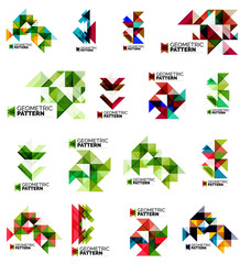 Set of color triangles geometric pattern elements isolated on