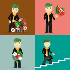 Set of businessman pose character concepts
