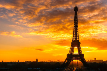 Fototapeta na wymiar Eiffel tower at sunrise, Paris.
