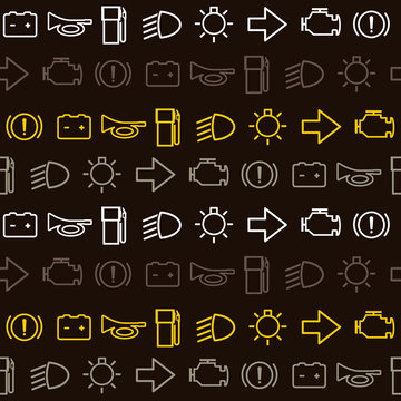 Seamless background with car dashboard icons for your design