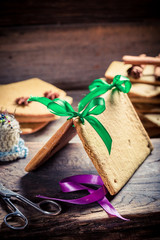 Traditionally gingerbread cottage as Christmas gift