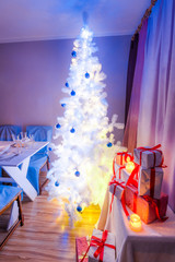 Fototapeta premium Breathtaking Christmas table setting with Christmas tree