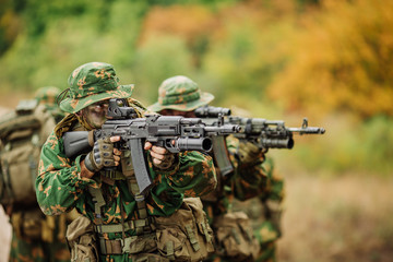 Fototapeta premium russian special squad engaged in the exploration of the area
