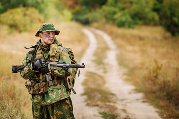 Fototapeta premium russian special squad engaged in the exploration of the area