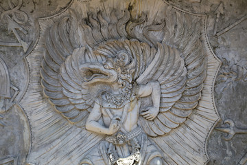 Stone sculpture on entrance door of temple