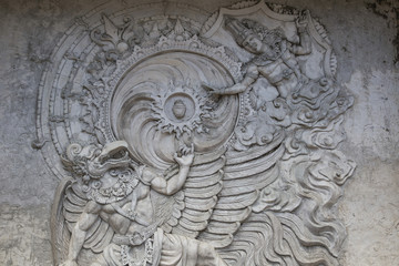 Stone sculpture on entrance door of temple