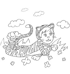 the children sign horoscope doodle outline hand drawing for coloring isolated in the white background