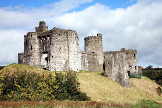 Kidwelly Castle, Kidwelly, Carmarthenshire, Wales, UK is a ruin of a 13th century medieval castle