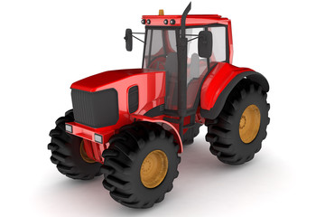Isolated red tractor.