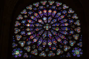 Paris, Notre Dame Cathedral. South transept rose window. UNESCO World Heritage Site. Paris, France