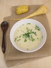Puree soup with potatoes and parsnips