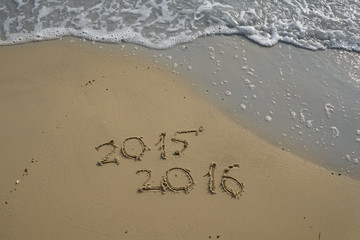  2015 and 2016 year on the sand beach