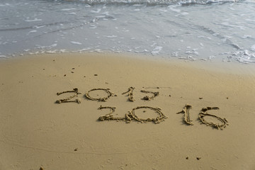  2015 and 2016 year on the sand beach
