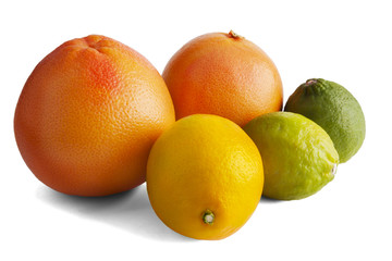 Citrus fruits isolated on white.
