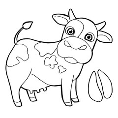 Cattle  with paw print Coloring Page vector
