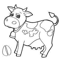 Cattle  with paw print Coloring Page vector
