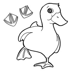 duck  with paw print Coloring Pages vector
