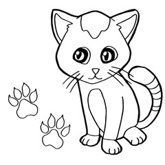 paw print with cat Coloring Page vector

