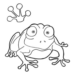 paw print with frog Coloring Page vector

