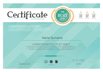 Blue Certificate, Vector certificate template,Modern style.
