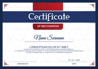 Certificate of achievement frame design template,blue-white.