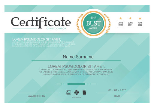 Blue Certificate, Vector certificate template,Modern style.
