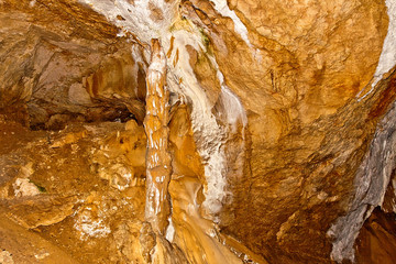 View of the stalactites and stalagmites in the caves.