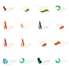 Set of abstract wavy elements. Circles, swirls and waves with