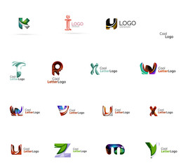 Set of colorful abstract letter corporate logos created with