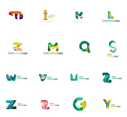 Set of colorful abstract letter corporate logos created with