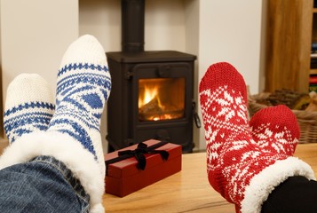 Couple feet in front of fire