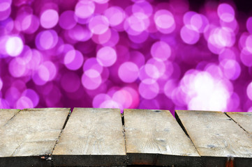 Fototapeta premium Christmas bokeh with a table