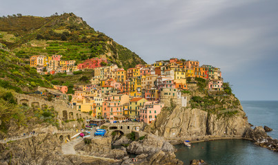 Fototapeta na wymiar Manarola, Cinque Terre (Italian Riviera, Liguria) at twilight 