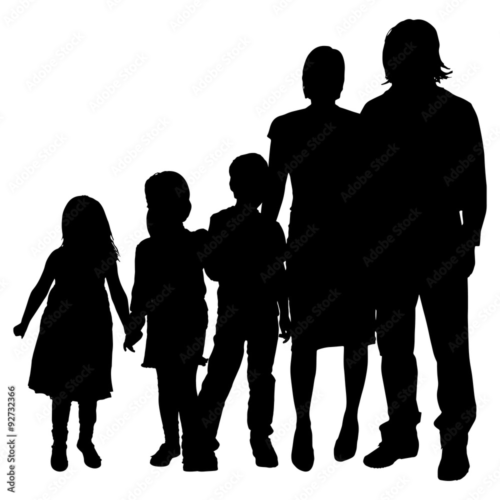 Canvas Prints vector family silhouette.