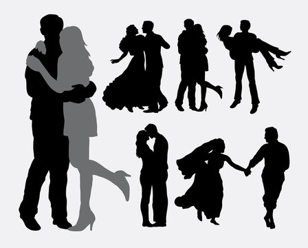 Love and tenderness couple silhouettes. Good use for symbol, logo, web icon, mascot, or any design you want. Easy to use or change color.