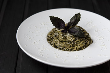 Italian pasta with pesto   