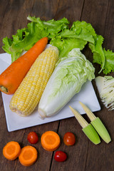 organic vegetables on  wooden table