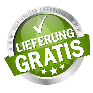 Button with banner Lieferung gratis