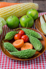 organic vegetables on  cloth