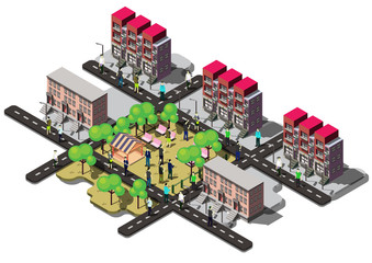illustration of info graphic urban city concept in isometric graphic