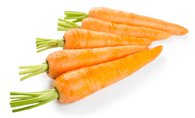 Fresh ripe carrots isolated on white