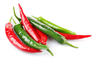 Hot peppers isolated on white