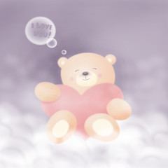 card with bear and heart 