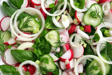 Fresh vegetable salad on plate close up