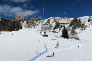 Fototapeta na wymiar Ski lift in Italian Dolomites