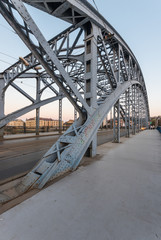 Pilsudski steel bridge over the Vistula river in Krakow