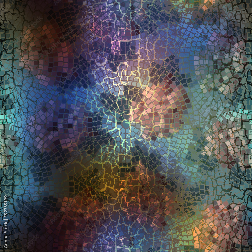 Poster geometric pattern with grunge effect.