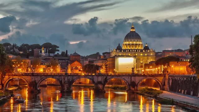 Time lapse of blue hour on Vatican