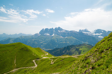  Scenic view in the Swiss Alps .Region touristic Portes du Soleil , Switzerland 